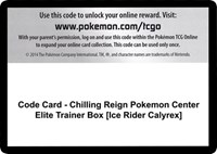Code Card - Chilling Reign Pokemon Center Elite Trainer Box [Ice Rider Calyrex]