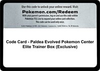 Code Card - Paldea Evolved Pokemon Center Elite Trainer Box (Exclusive)
